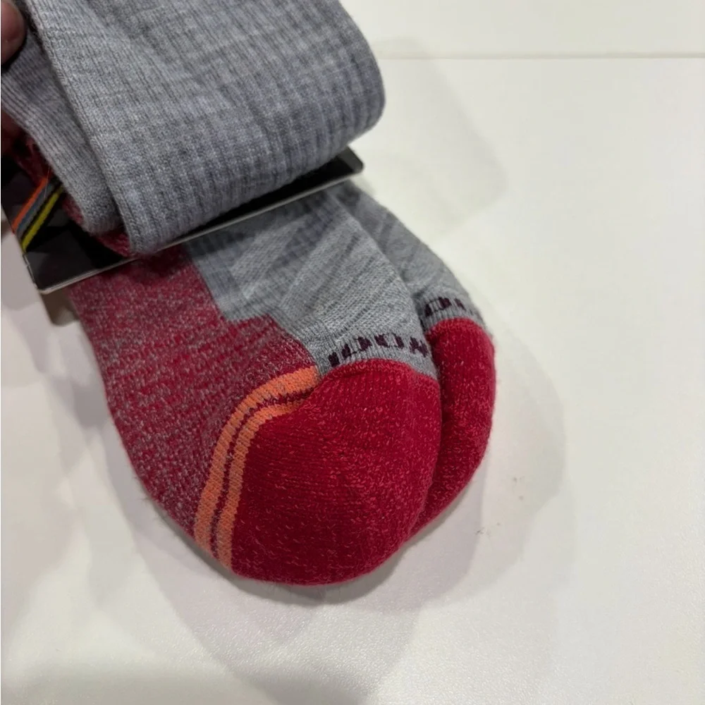 Smartwool Women's Large Hike Light Cushion Crew Socks Red Grey NWT Merino Wool